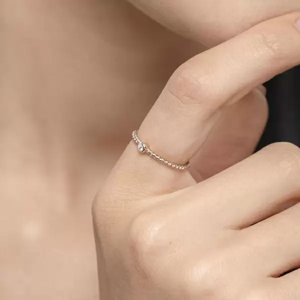 Leaf Jewelry Ring Solitaire, 18 K Rosegold Fabrik Onlineshop