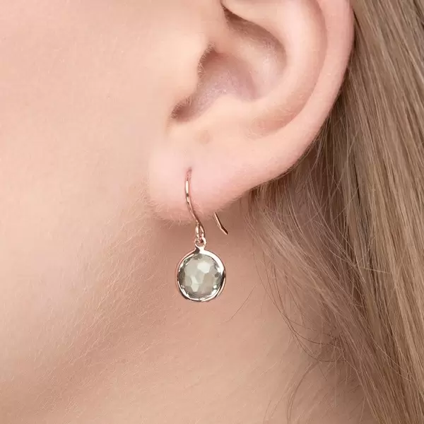 Leaf Jewelry Ohrringe Grüner Amethyst, 14 K Rosegold Fabrikpreis