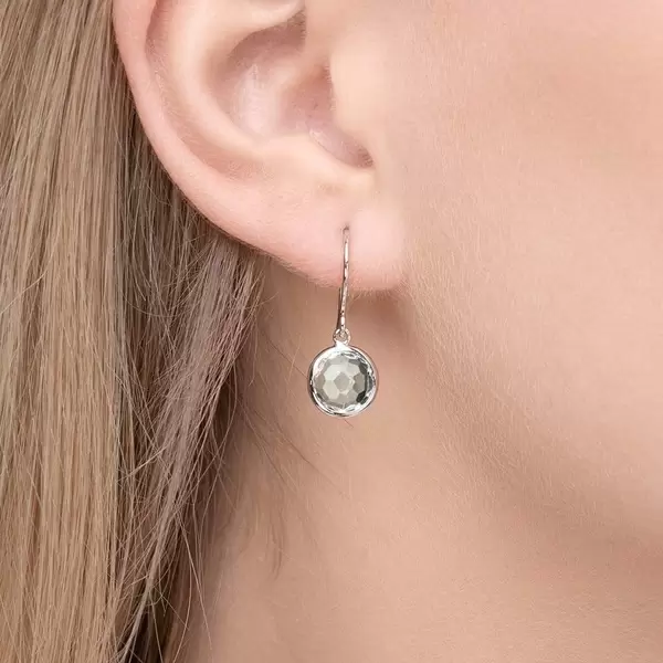 Leaf Jewelry Ohrringe Grüner Amethyst, 14 K Weißgold Rabatt