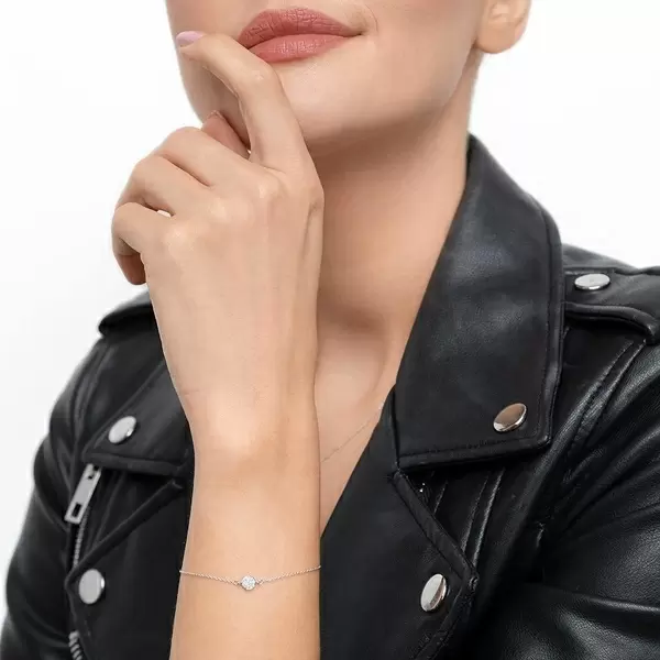 Leaf Jewelry Armkette Pavé mit Diamanten, 18 K Weißgold Günstig kaufen