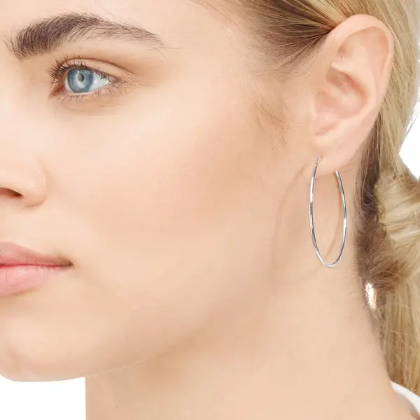 Leaf Jewelry Creole Rund L, 40mm, 14 K Weissgold Begrenztes Angebot