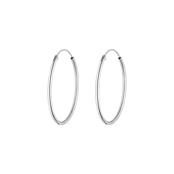 Leaf Jewelry Creole Rund L, 40mm, 14 K Weissgold Begrenztes Angebot