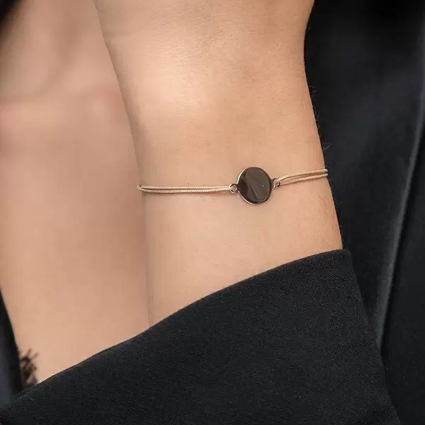 Leaf Jewelry Glücksbändchen Plate, 14 K Rosegold, Beige Preisnachlass