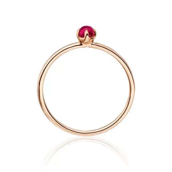 Leaf Jewelry Ring Cabochon, 14 K Roségold, Rubin, Gr.50 Saisonschlussverkauf