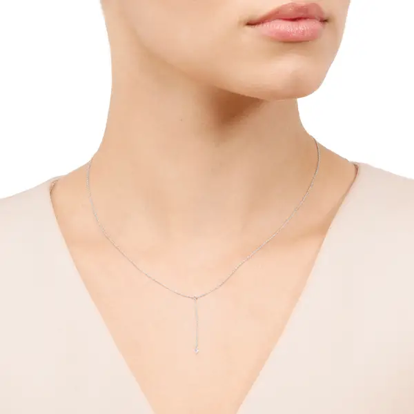 Leaf Jewelry Halskette Y-Pure Diamant, 18 K Weißgold Jubiläumsangebot