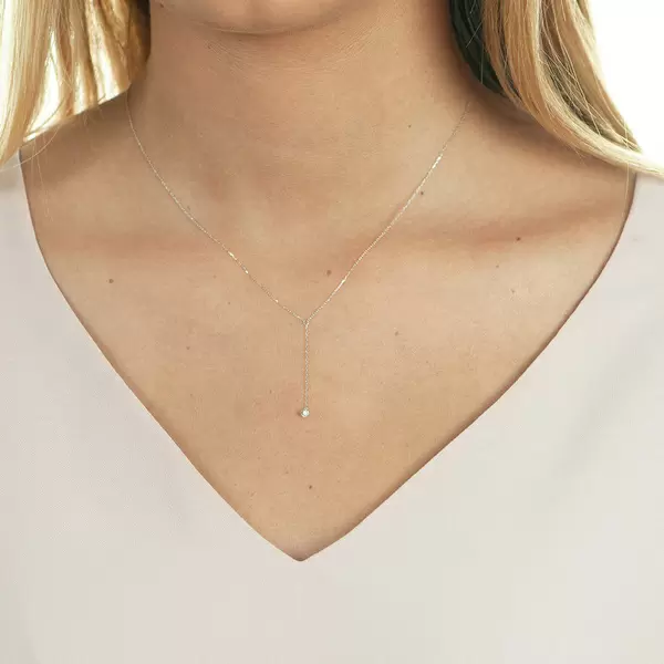Leaf Jewelry Halskette Y-Pure Diamant, 18 K Weißgold Jubiläumsangebot