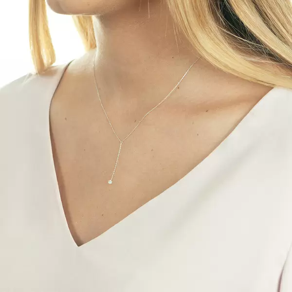 Leaf Jewelry Halskette Y-Pure Diamant, 18 K Weißgold Jubiläumsangebot