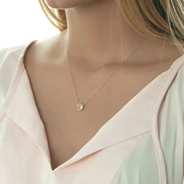 Leaf Jewelry Halskette Rosenquarz, 14 K Roségold Lagerräumung