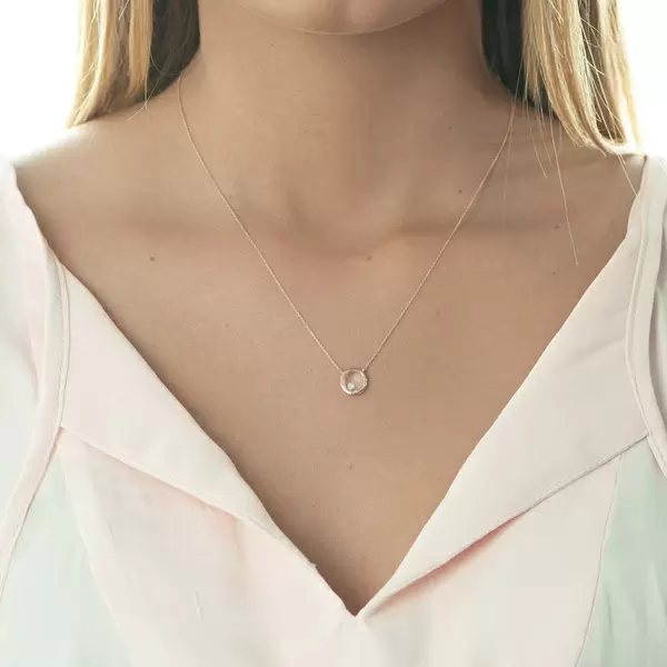 Leaf Jewelry Halskette Rosenquarz, 14 K Roségold Lagerräumung