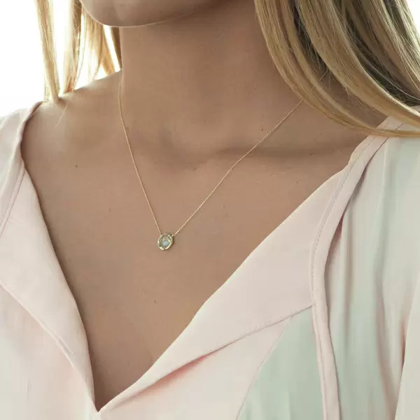 Leaf Jewelry Halskette Grüner Amethyst, 14 K Gelbgold Heißer Verkauf