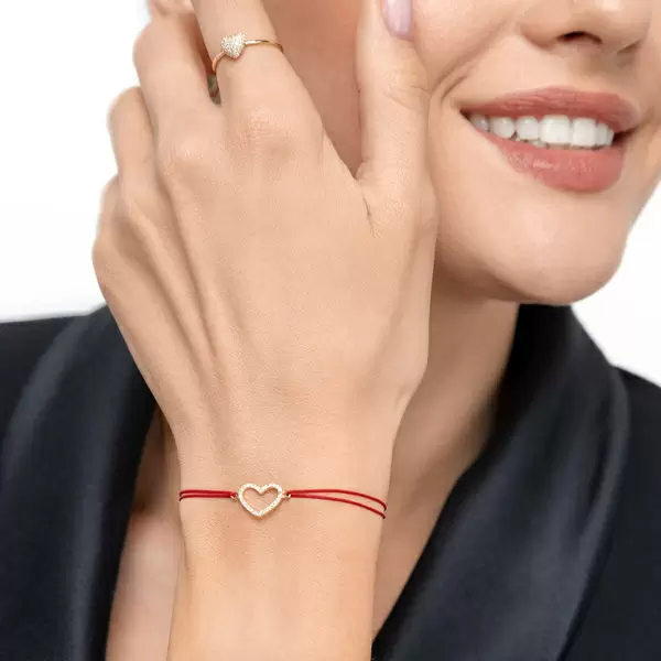 Leaf Jewelry Glückarmband Herz mit Diamanten, 18 K Gelbgold, Beige Top Angebot
