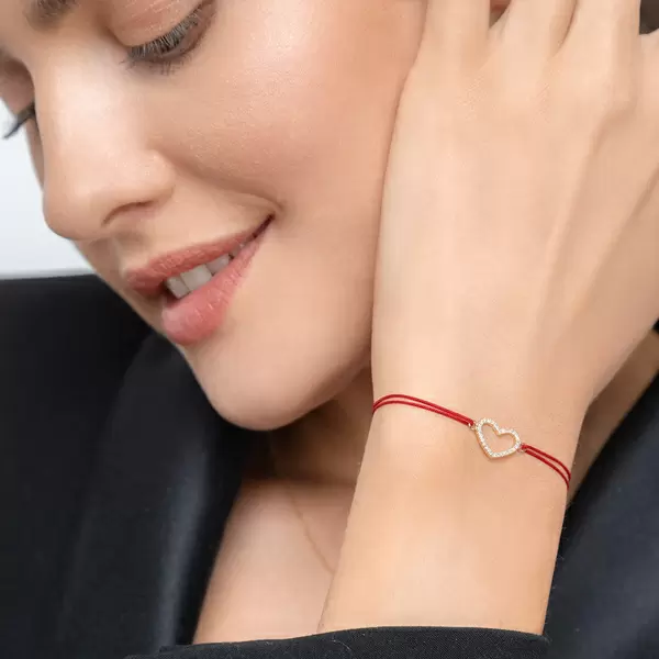Leaf Jewelry Glückarmband Herz mit Diamanten, 18 K Gelbgold, Beige Top Angebot