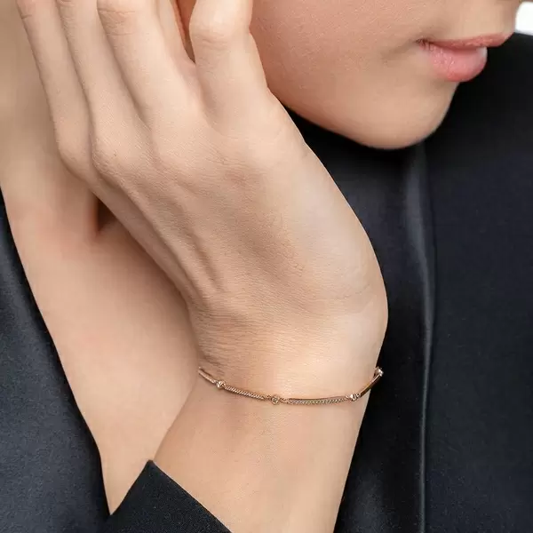 Leaf Jewelry Armband Bar, 18K Rosegold, Diamanten Neueste Mode