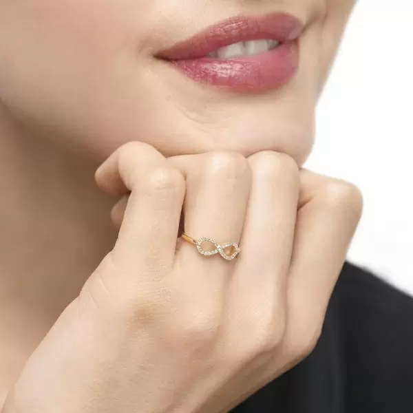 Leaf Jewelry Infinityring mit Diamanten, 18 K Gelbgold Zeitlich begrenztes Angebot