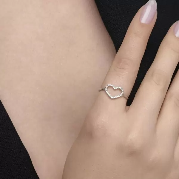 Leaf Jewelry Ring Herz mit Diamanten, 18 K Weißgold Bestseller