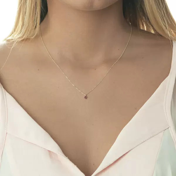 Leaf Jewelry Halskette Cabochon, Rubin, 14 K Gelbgold Räumungsverkauf