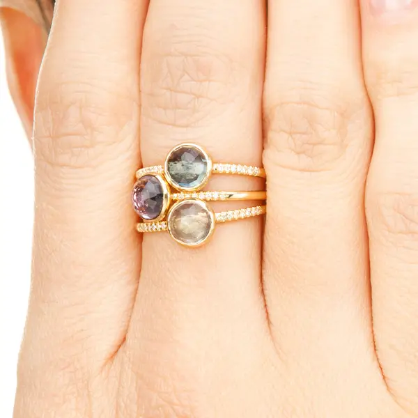 Leaf Jewelry Ring Blue Topas mit Diamanten, 14K Gelbgold Tägliche Deals