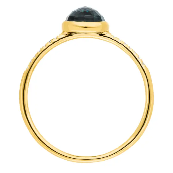 Leaf Jewelry Ring Blue Topas mit Diamanten, 14K Gelbgold Tägliche Deals