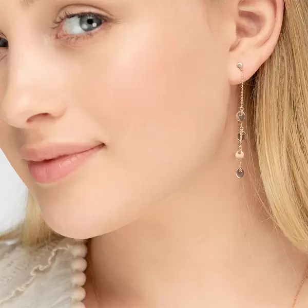 Leaf Jewelry Ohrringe Platelet Kette, 14 K Rosegold Tiefpreis