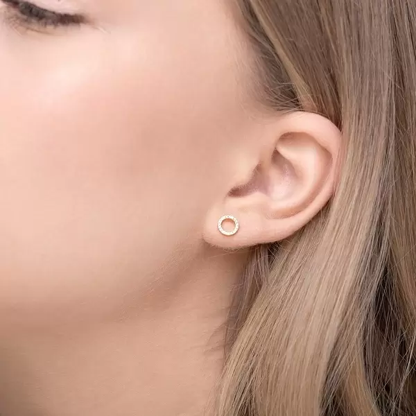 Leaf Jewelry Ohrringe Circle mit Diamanten, 18 K Gelbgold Super Sparpreis