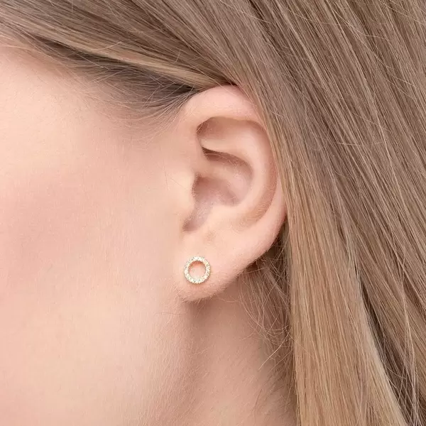 Leaf Jewelry Ohrringe Circle mit Diamanten, 18 K Gelbgold Super Sparpreis
