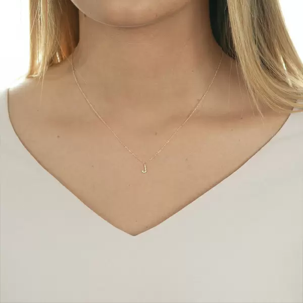 Leaf Jewelry Halskette Letter "J", 14 K Rosegold mit Diamanten Begrenzte Freigabe