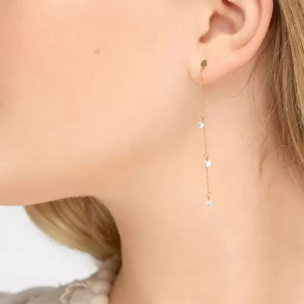 Leaf Jewelry Ohrringe Pure Chain mit Diamanten, 18 K Gelbgold Letzte 2 Tage