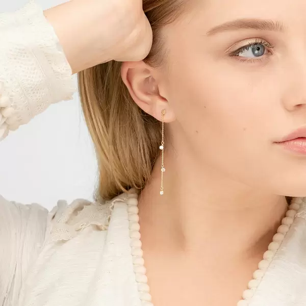 Leaf Jewelry Ohrringe Pure Chain mit Diamanten, 18 K Gelbgold Letzte 2 Tage