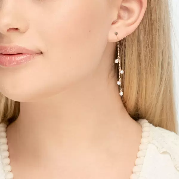 Leaf Jewelry Ohrringe Perle Kette, 14 K Rosegold Zeitbegrenzte Promotion