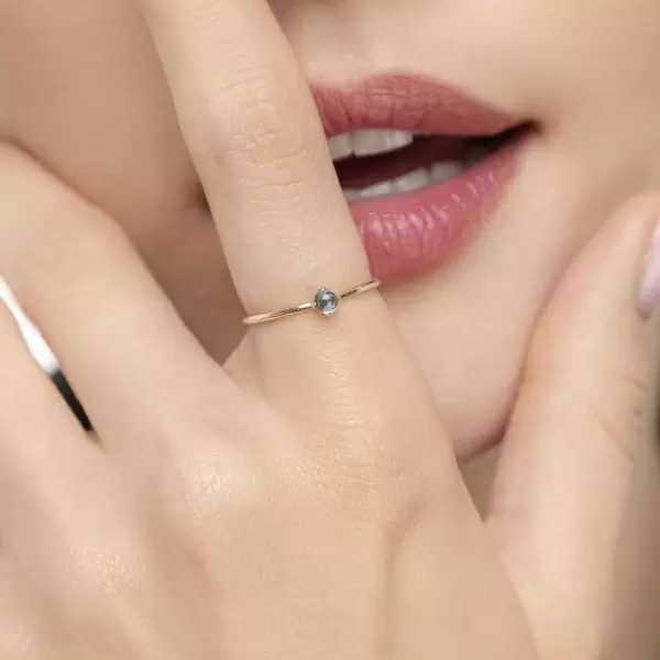 Leaf Jewelry Ring Cabochon, 14 K Gelbgold, Blauer Topas Bis zu 50% Rabatt
