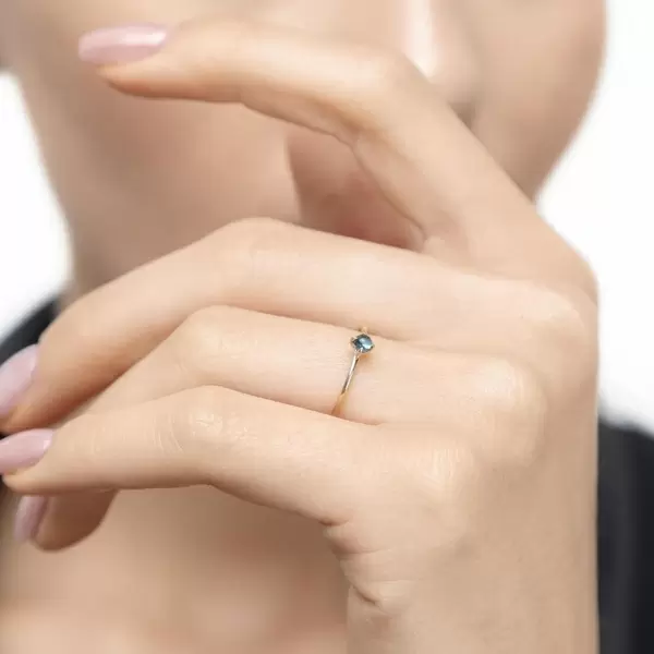 Leaf Jewelry Ring Cabochon, 14 K Gelbgold, Blauer Topas Bis zu 50% Rabatt