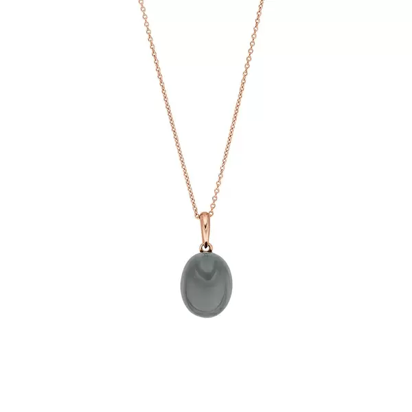 Leaf Jewelry Halskette Cabochon II, 14 K Rosegold, Grauer Mondstein Bis zu 60% Rabatt