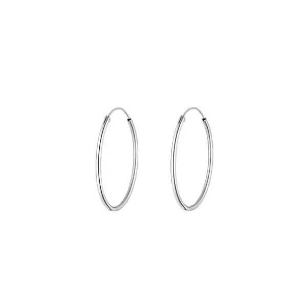Leaf Jewelry Creole Rund M, 30mm, 14 K Weissgold Sonderangebot der Fabrik