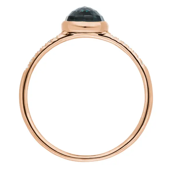 Leaf Jewelry Ring Blue Topas mit Diamanten, 14K Rosegold Nur noch ein Tag übrig