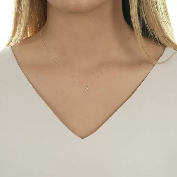 Leaf Jewelry Halskette Letter "C", 14 K Rosegold mit Diamanten Super Rabatt