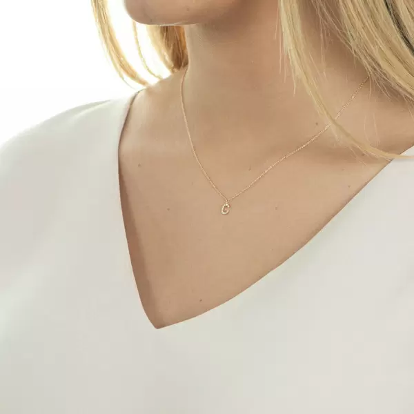 Leaf Jewelry Halskette Letter "C", 14 K Rosegold mit Diamanten Super Rabatt
