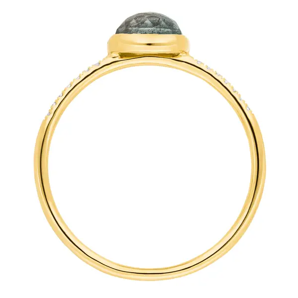 Leaf Jewelry Ring Labradorit mit Diamanten, 14K Gelbgold Riesige Rabatte