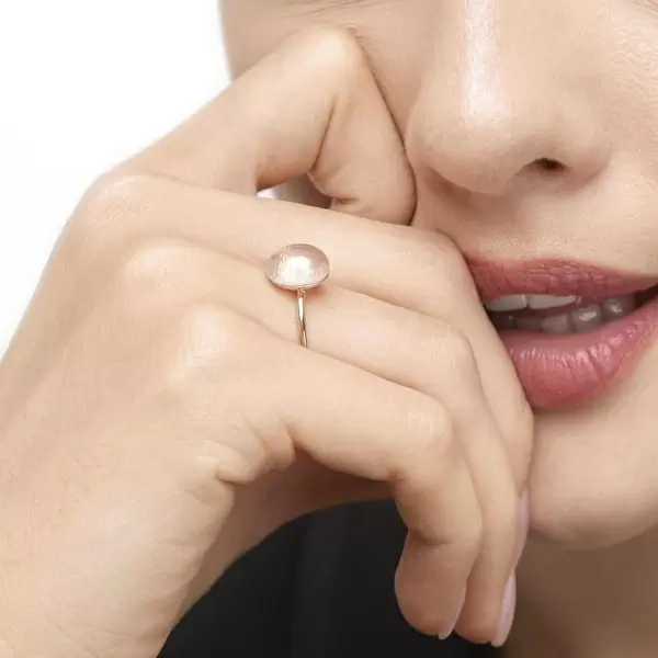 Leaf Jewelry Ring Cabochon II, 14 K Rosegold, Rosenquarz 50% Rabatt mit kostenlosem Versand