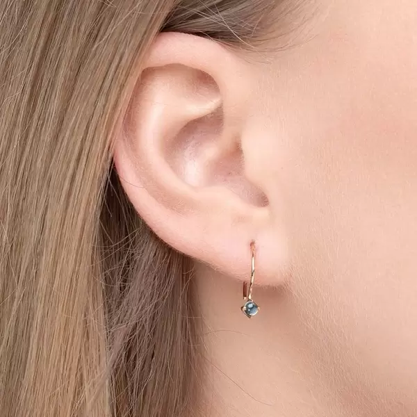 Leaf Jewelry Ohrringe Cabochon, Blaue Topas, 14 K Gelbgold Clearance-Verkauf