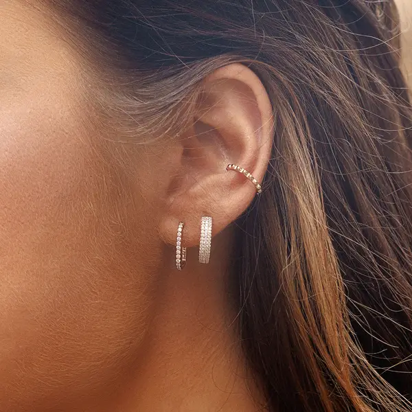 Leaf Jewelry Mini Creole Square mit Zirkonia, 18 K Gelbgold vergoldet Speichern exportieren