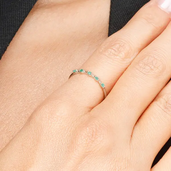 Leaf Jewelry Ring mit 5 Smaragden, 14K Weißgold 2025