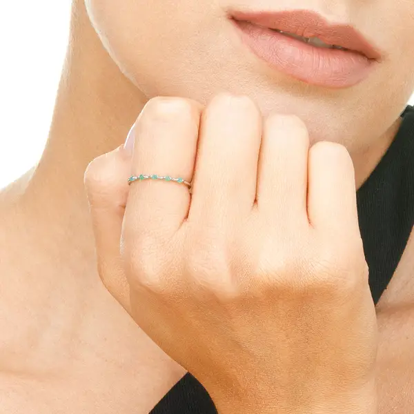 Leaf Jewelry Ring mit 5 Smaragden, 14K Weißgold 2025