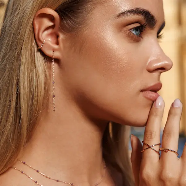 Leaf Jewelry Ohrhänger Flying Gems, Grüner Achat, 18 K Rosegold vergoldet Auslauf