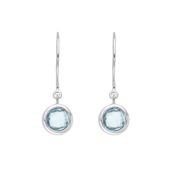 Leaf Jewelry Ohrhänger Solitär, Blauer Topaz, 925 Sterlingsilber im Angebot