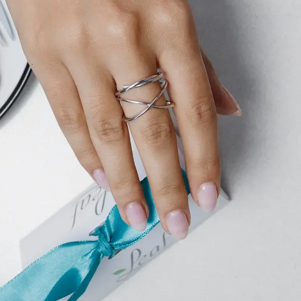 Leaf Jewelry Ring "Tupe", 925 Sterlingsilber Blitzverkäufe