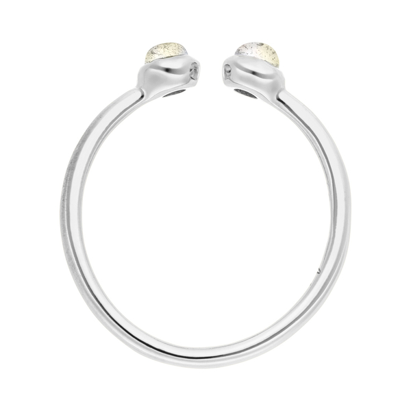 Leaf Jewelry Silber Open Ring, Labradorit Kostenloser Versand