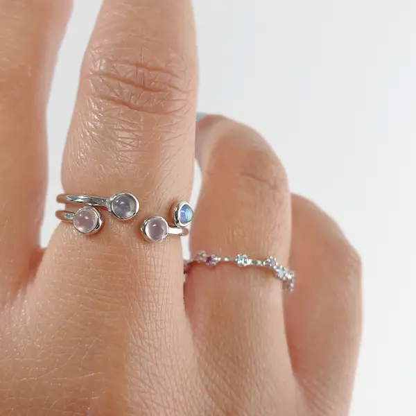 Leaf Jewelry Silber Open Ring, Labradorit Kostenloser Versand