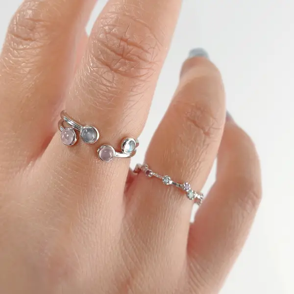Leaf Jewelry Silber Open Ring, Labradorit Kostenloser Versand