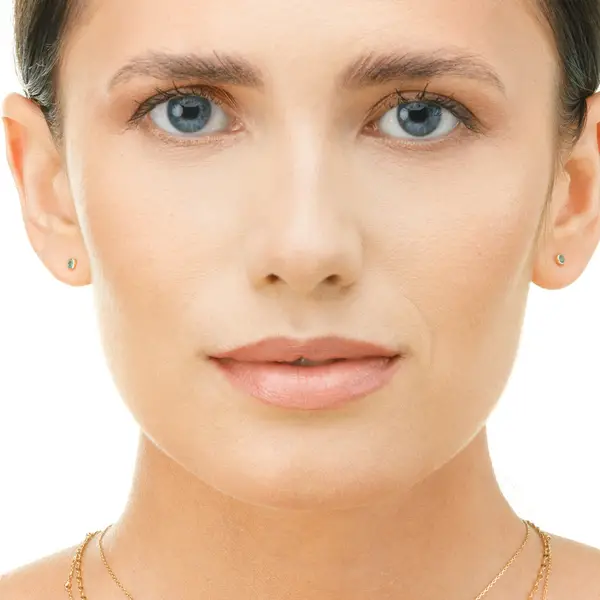 Leaf Jewelry Ohrstecker Smaragd, 14K Rosegold Günstig kaufen