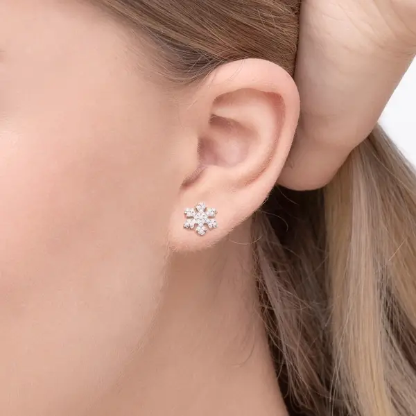 Leaf Jewelry Ohrstecker Snowflake, 18 K Rosegold vergoldet Exklusivangebot